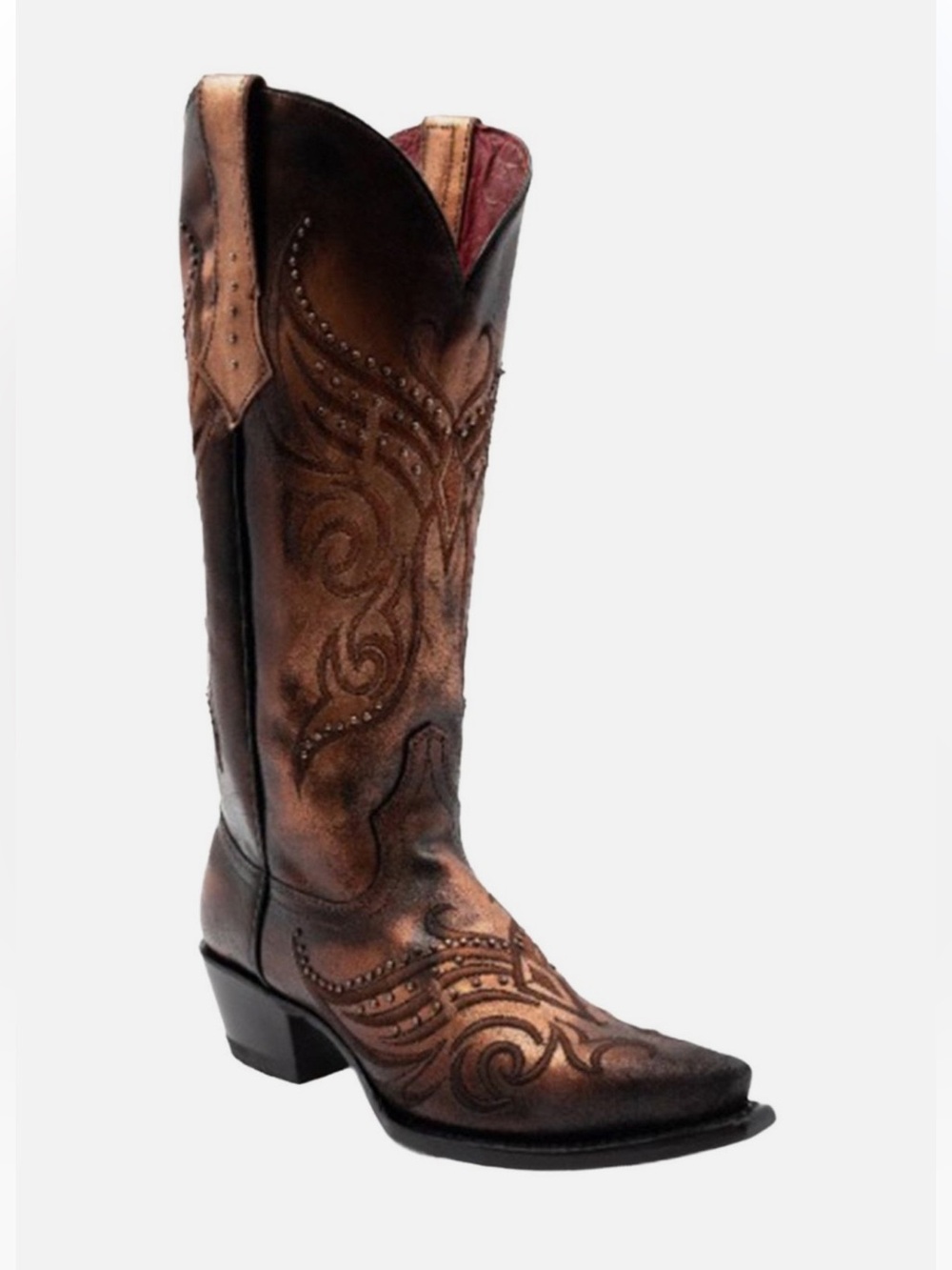 Ferrini Women’s Masquerade Western Boots - Snip Toe Copper metallic US size 8